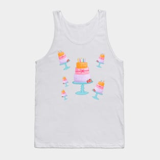 Birthday cake illustration sticker Tank Top